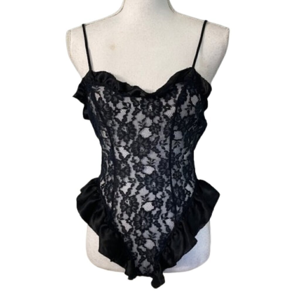 Victoria's Secret Vintage Gold Label Satin & Lace Teddy Bodysuit XS/S